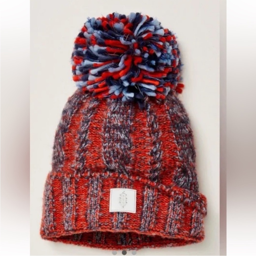 FP Movement Pom Party Reflective Beanie in Red/ Blue Combo $48 Retail